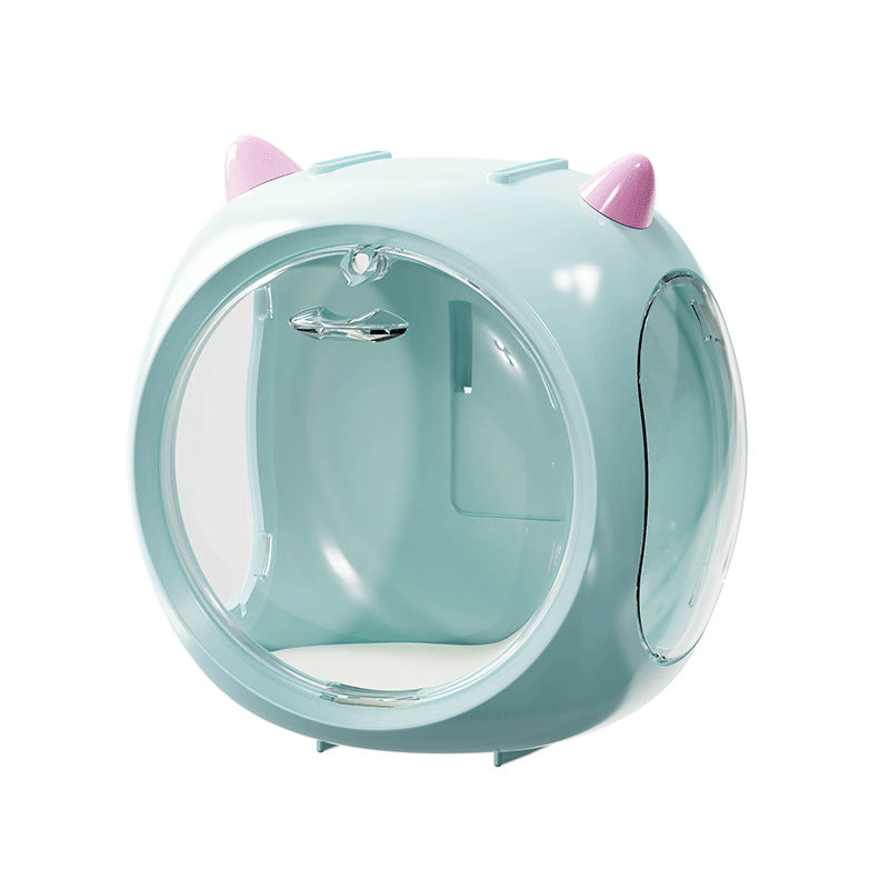 2Pcs Blue Cute Magnetic Display Case Dustproof 'Space Capsule' Box For Figures & Collectibles Display Stands