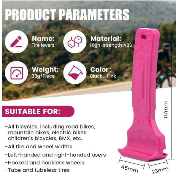 2Pcs Pink Durable Abs Bicycle Tire Lever Easy Tyre Removal & Repair Tool Tyre Accessories