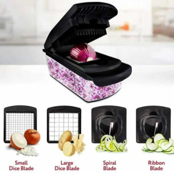 18 Piece Multi Function Vegetable Chopper Rotary Grater Spiralizer And Slicer For Home Kitchen (All Black) Peelers & Slicers