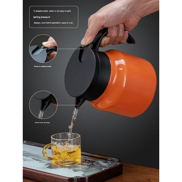 Black 316 Stainless Steel Stewing Tea Kettle With Wooden Handle Insulated And Coffee Infuser For Home Office Kettles