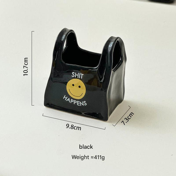 Black Ceramic Desktop Organizer Cute Hand Shaped Pencil Holder And Makeup Brush Storage For Home Office Other Makeup Tools & Accs.
