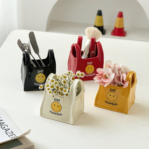 Black Ceramic Desktop Organizer Cute Hand Shaped Pencil Holder And Makeup Brush Storage For Home Office Other Makeup Tools & Accs.