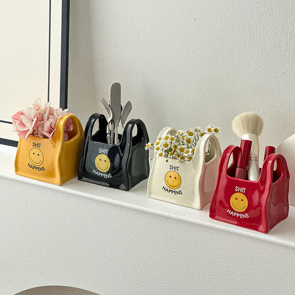Black Ceramic Desktop Organizer Cute Hand Shaped Pencil Holder And Makeup Brush Storage For Home Office Other Makeup Tools & Accs.