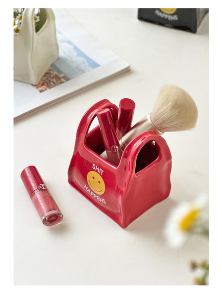 Black Ceramic Desktop Organizer Cute Hand Shaped Pencil Holder And Makeup Brush Storage For Home Office Other Makeup Tools & Accs.