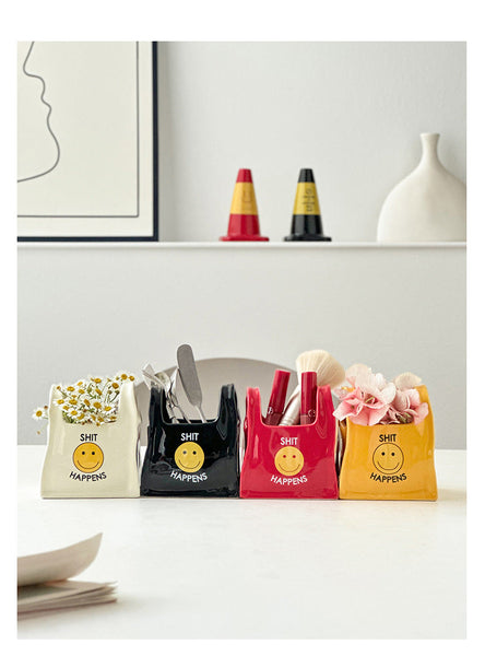 Black Ceramic Desktop Organizer Cute Hand Shaped Pencil Holder And Makeup Brush Storage For Home Office Other Makeup Tools & Accs.