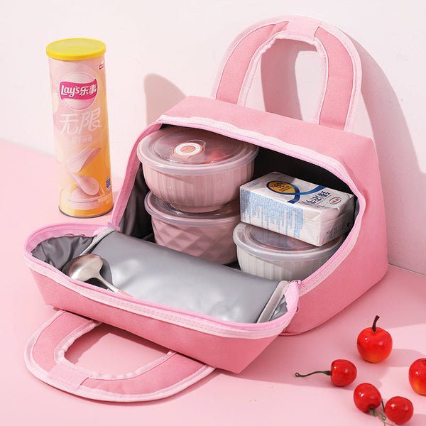 Light Pink Cute Cartoon Lunch Bag Large Capacity Insulated Handbag For Students And Office Use Lunchboxes & Bags