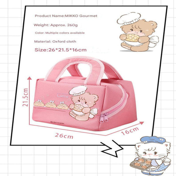 Light Pink Cute Cartoon Lunch Bag Large Capacity Insulated Handbag For Students And Office Use Lunchboxes & Bags