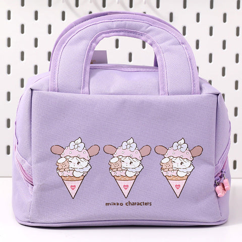 Purple Cute Cartoon Lunch Bag Large Capacity Insulated Handbag For Students And Office Use Lunchboxes & Bags