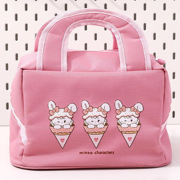 Pink Cute Cartoon Lunch Bag Large Capacity Insulated Handbag For Students And Office Use Lunchboxes & Bags