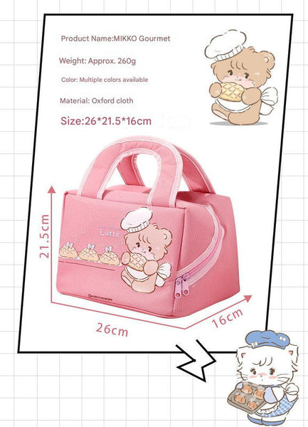 Pink Cute Cartoon Lunch Bag Large Capacity Insulated Handbag For Students And Office Use Lunchboxes & Bags