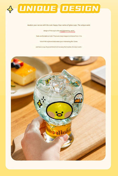 Mini Cartoon Glass Tumbler 400Ml Cute Beer And Juice Cup For Cold Drinks(Brown Bear) Glassware & Drinkware