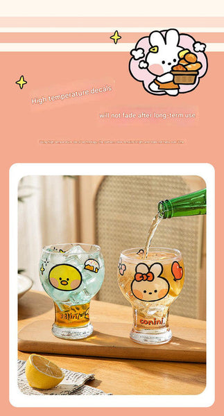 Mini Cartoon Glass Tumbler 400Ml Cute Beer And Juice Cup For Cold Drinks(Brown Bear) Glassware & Drinkware