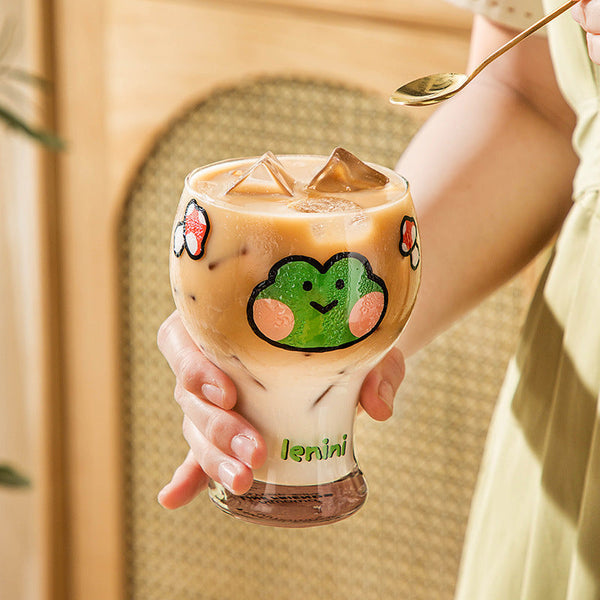 Mini Cartoon Glass Tumbler 400Mlcute Beer And Juice Cup For Cold Drinks(White Rabbit) Glassware & Drinkware