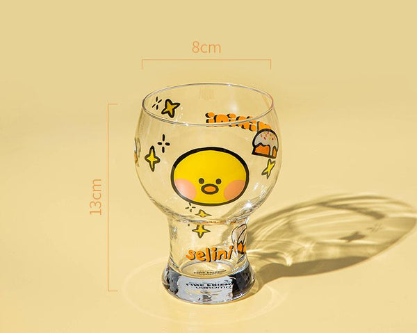 Mini Cartoon Glass Tumbler 400Mlcute Beer And Juice Cup For Cold Drinks(Yellow Duck) Glassware & Drinkware