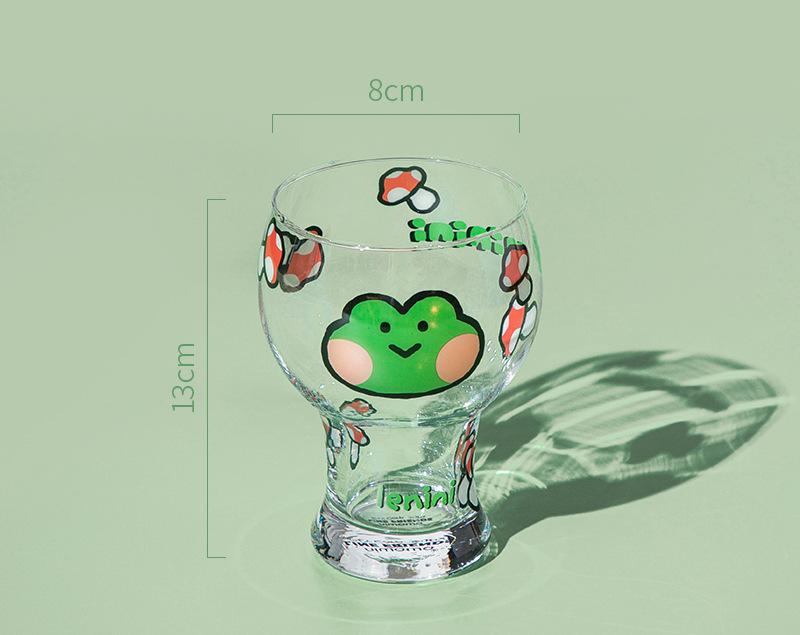Mini Cartoon Glass Tumbler 400Mlcute Beer And Juice Cup For Cold Drinks(Green Frog) Glassware & Drinkware