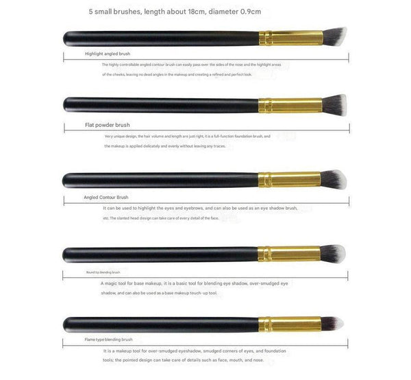 Elosung 10 Piece Black Silver Makeup Brush Set Large And Small For Professional Beauty Application Brushes