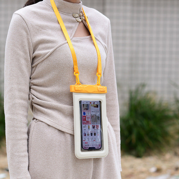 Ipx8 Waterproof Phone Pouch With Inflatable Floating Layertouchscreen Dry Bag For Swimming(White) Dry Bags