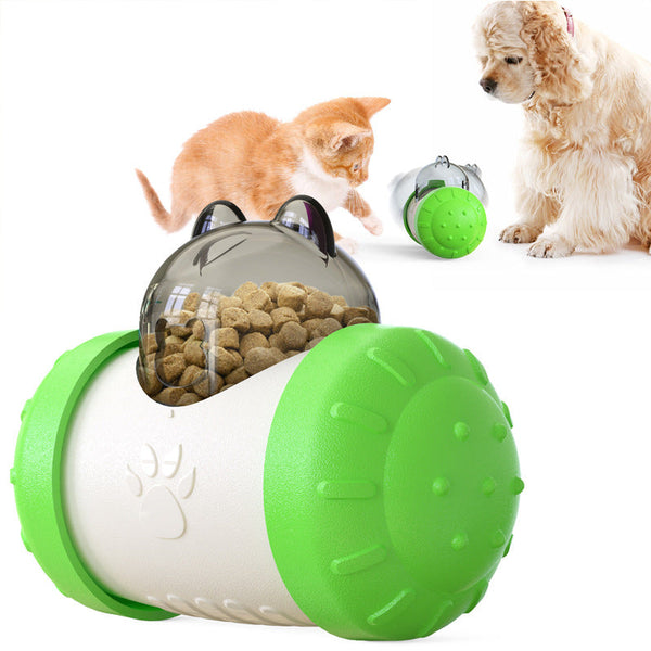 Pet Tumbler Treat Dispenser Ballinteractive Feeding Toy For Dogs And Cats(Green White) Dog Automatic Feeders