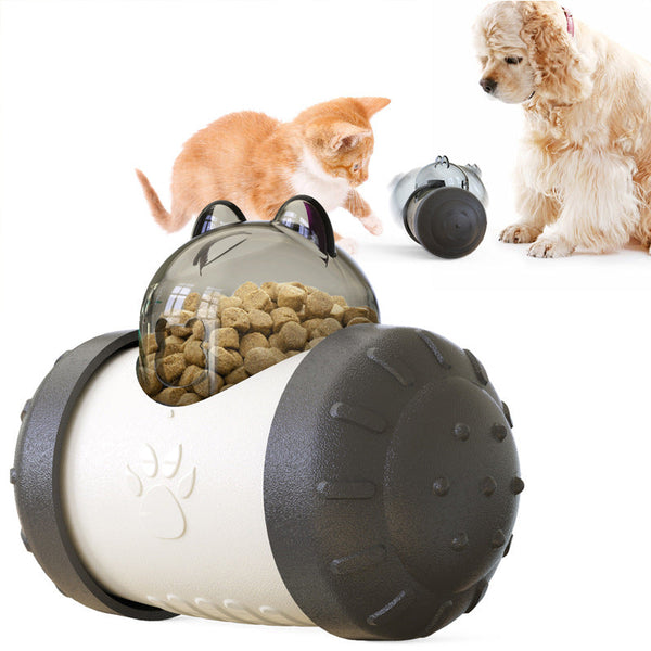 Pet Tumbler Treat Dispenser Ballinteractive Feeding Toy For Dogs And Cats(Black White) Dog Automatic Feeders
