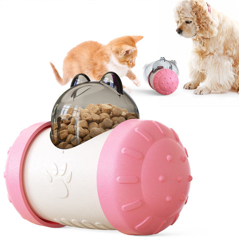 Pet Tumbler Treat Dispenser Ballinteractive Feeding Toy For Dogs And Cats(Pink White) Dog Automatic Feeders