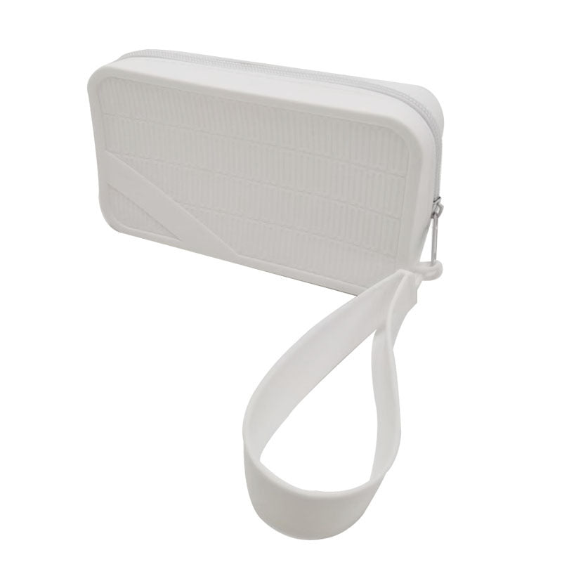 White Silicone Zipper Storage Pouch Stylish Multi Purpose Organizer With Wrist Strap Women's Bags & Handbags