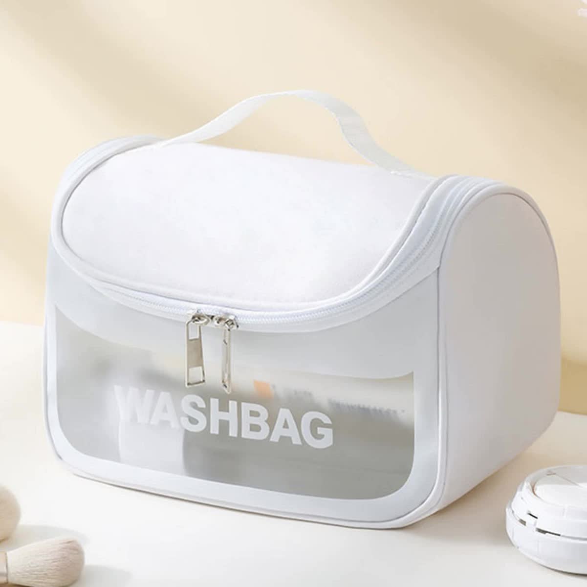 Pvc Transparent Cosmetic Bag Waterproof Portable Travel Organizer With Handle White Makeup Bags & Cases