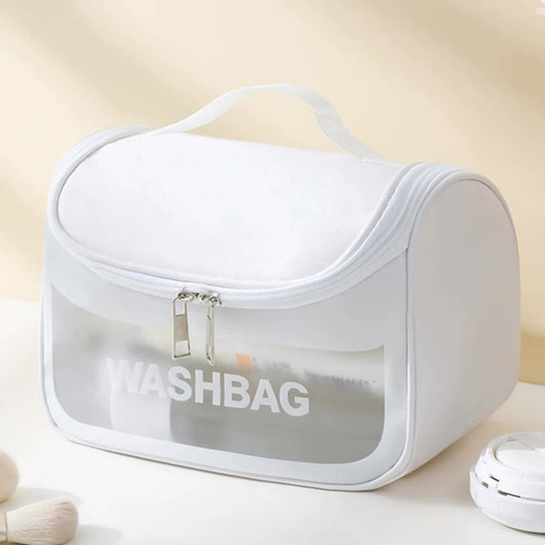 Pvc Transparent Cosmetic Bag Waterproof Portable Travel Organizer With Handle White Makeup Bags & Cases