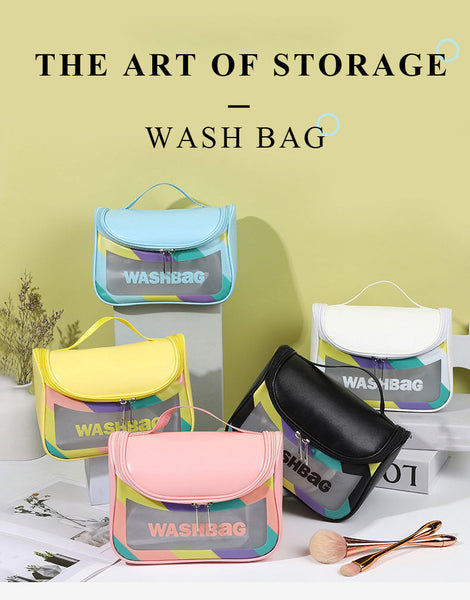 Pvc Transparent Cosmetic Bag Waterproof Portable Travel Organizer With Handle Sky Blue Makeup Bags & Cases