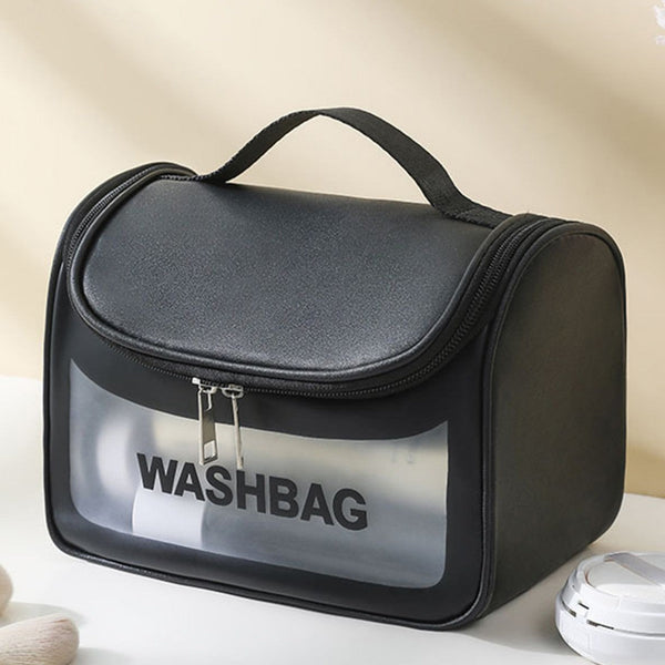 Pvc Transparent Cosmetic Bag Waterproof Portable Travel Organizer With Handle Black Makeup Bags & Cases