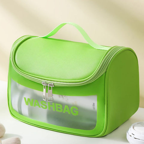 Pvc Transparent Cosmetic Bag Waterproof Portable Travel Organizer With Handle Green Makeup Bags & Cases