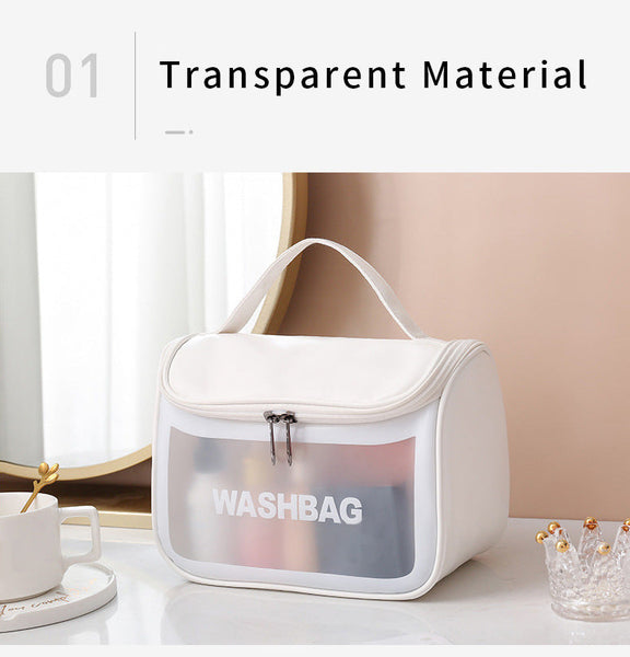 Pvc Transparent Cosmetic Bag Waterproof Portable Travel Organizer With Handle Green Makeup Bags & Cases