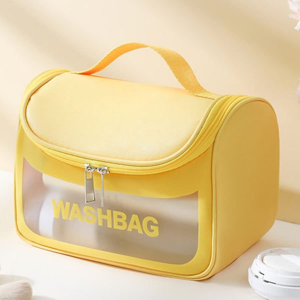 Pvc Transparent Cosmetic Bag Waterproof Portable Travel Organizer With Handle Yellow Makeup Bags & Cases