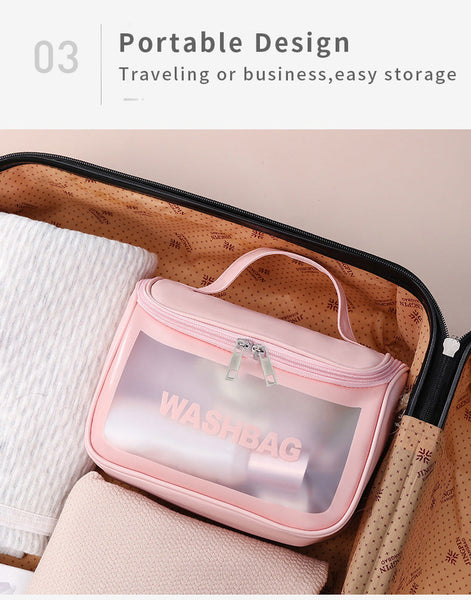 Pvc Transparent Cosmetic Bag Waterproof Portable Travel Organizer With Handle Yellow Makeup Bags & Cases