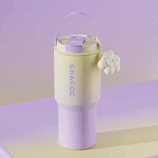 304 Stainless Steel Insulated Tumblerlarge Capacity With Handle And Cute Cloud Accessory Purple Water Bottles & Vacuum Flasks