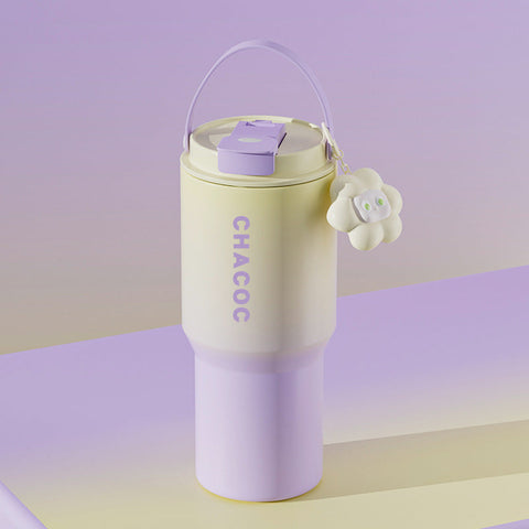 304 Stainless Steel Insulated Tumblerlarge Capacity With Handle And Cute Cloud Accessory Purple Water Bottles & Vacuum Flasks