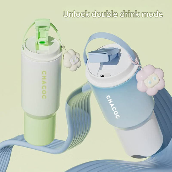 304 Stainless Steel Insulated Tumblerlarge Capacity With Handle And Cute Cloud Accessory Purple Water Bottles & Vacuum Flasks