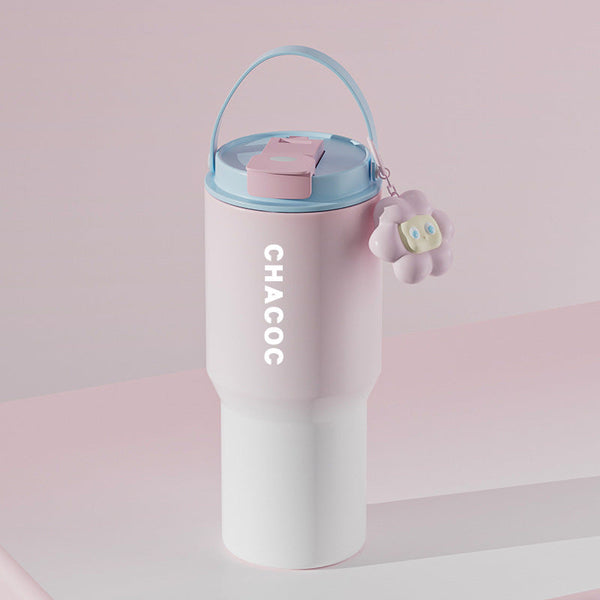 304 Stainless Steel Insulated Tumblerlarge Capacity With Handle And Cute Cloud Accessory Pink Water Bottles & Vacuum Flasks