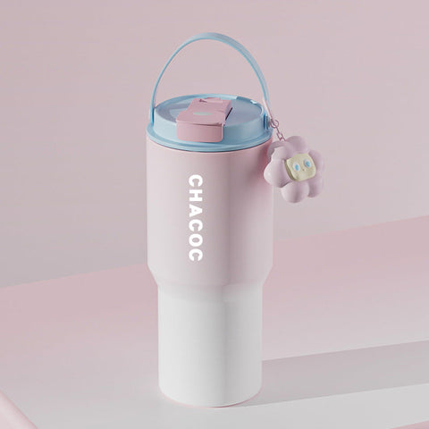 304 Stainless Steel Insulated Tumblerlarge Capacity With Handle And Cute Cloud Accessory Pink Water Bottles & Vacuum Flasks