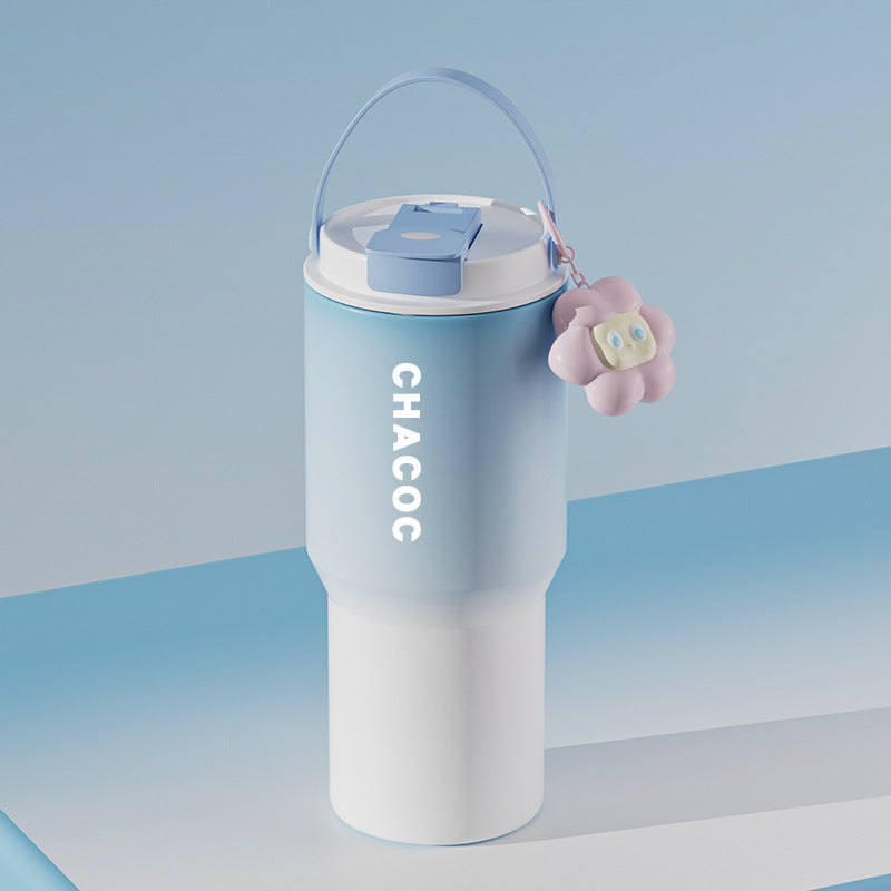 304 Stainless Steel Insulated Tumblerlarge Capacity With Handle And Cute Cloud Accessory Blue Water Bottles & Vacuum Flasks