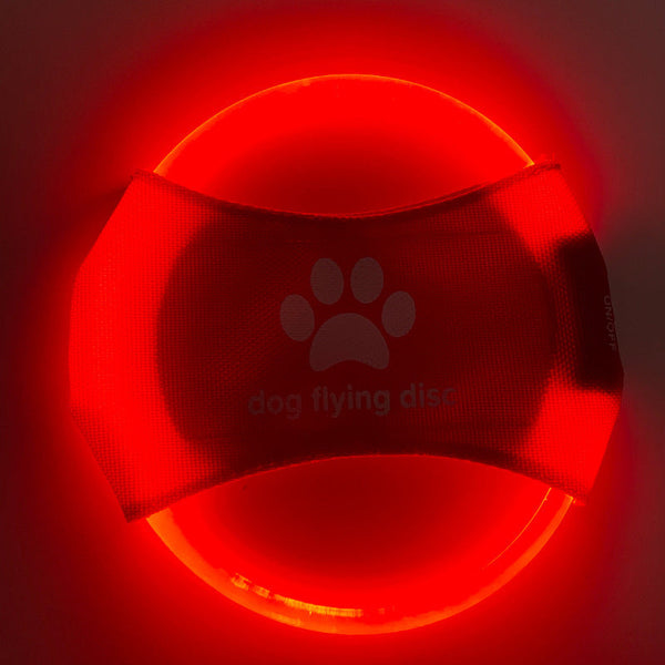 Red Led Rechargeable Dog Flying Disc Glow In The Dark Pet Training Toy With Paw Design Dog Toys