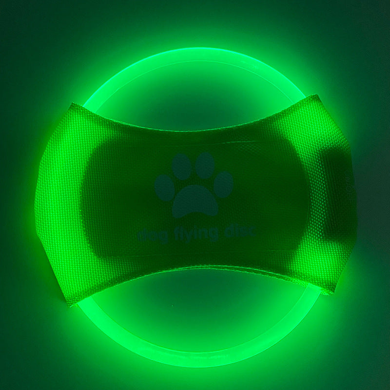Green Led Rechargeable Dog Flying Disc Glow In The Dark Pet Training Toy With Paw Design Dog Toys