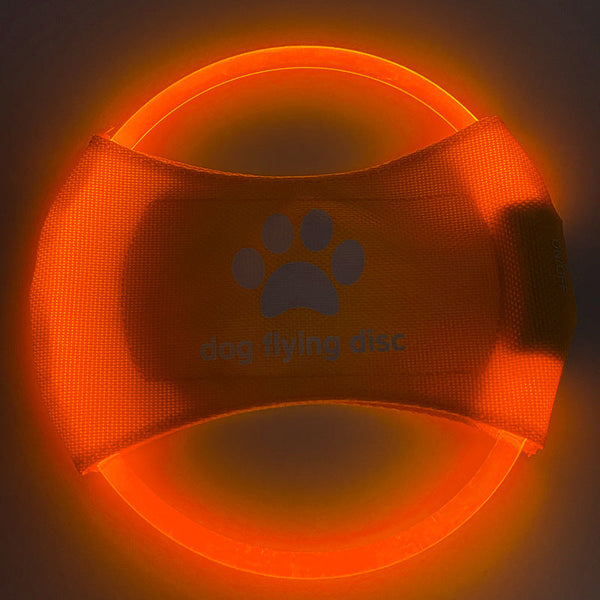 Orange Led Rechargeable Dog Flying Disc Glow In The Dark Pet Training Toy With Paw Design Dog Toys