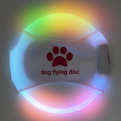 Colorful Light Led Rechargeable Dog Flying Disc Glow In The Dark Pet Training Toy With Paw Design Dog Toys