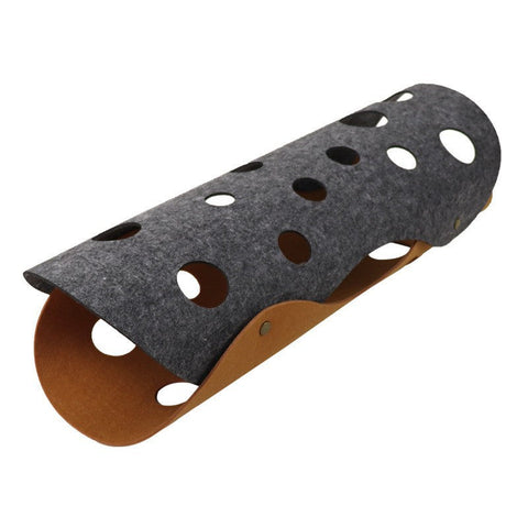 Diy Felt Cat Tunnel Foldable Egg Roll Shaped Pet Toy With Multiple Holes Brown + Gray Cat Toys