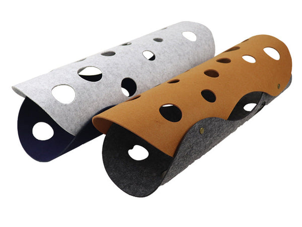 Diy Felt Cat Tunnel Foldable Egg Roll Shaped Pet Toy With Multiple Holes Brown + Gray Cat Toys