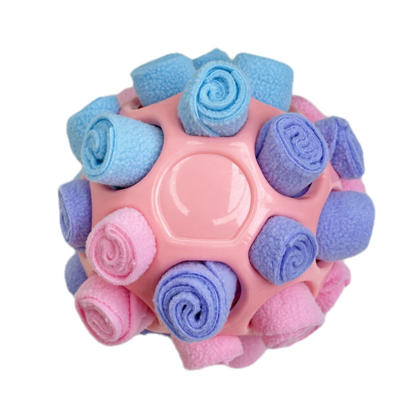 Rubber Snuffle Ball For Pets Interactive Hollow Treat Hiding Toy Pink Dog Toys