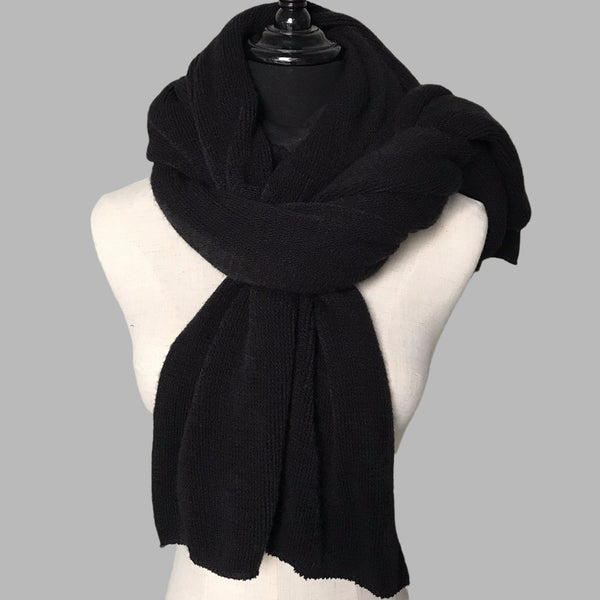 Black Imitation Cashmere Solid Scarf Warm Winter Shawl For Men And Women Scarves & Wraps
