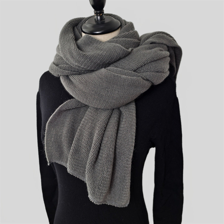 Dark Gray Imitation Cashmere Solid Scarf Warm Winter Shawl For Men And Women Scarves & Wraps