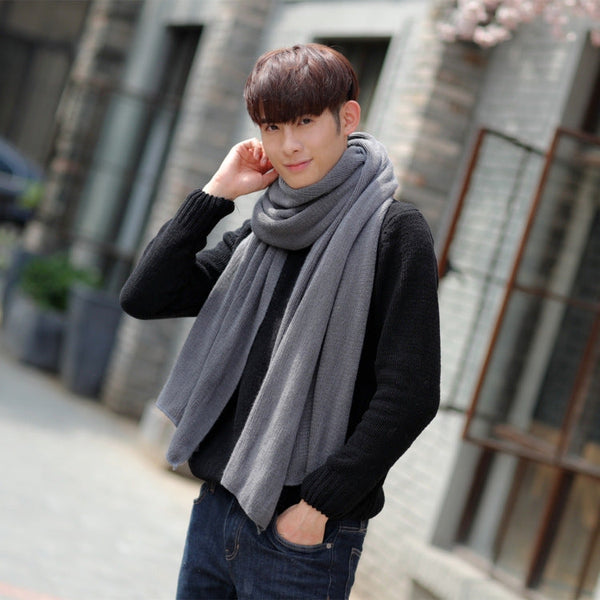 Beige Imitation Cashmere Solid Scarf Warm Winter Shawl For Men And Women Scarves & Wraps