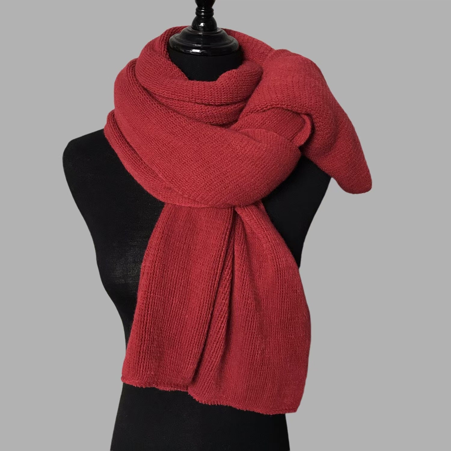 Red Imitation Cashmere Solid Scarf Warm Winter Shawl For Men And Women Scarves & Wraps